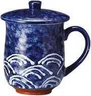 Navy Blue Sea Wave Oolong Tea [3.0 x 4.7 inches (7.5 x 12 cm)] | Sushi Tea Cup |