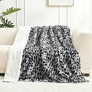 Cozy Bliss Luxury Faux Fur Throw Blanket Leopard Print, Non Shedding Double Sided Sherpa Blankets Super Soft Fluffy Thick Warm Throws Home Decor for Couch Bed Sofa Women,60"*80"Inches Snow Leopard