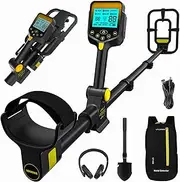 LOLARAN Metal Detector for Adults Professional, Rechargeable Lithium Battery Powered,Wireless Adjustable Retractable Foldable Metal Detector Waterproof High Accuracy Gold Detector, Backlit LCD Display