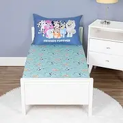 Bluey Sheet Set - Fits Toddler Bed or Crib Mattress - Fitted Sheet and Pillow Case, Green