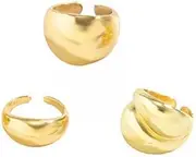 [ZPGVWXKO] 4x 3-part Open Rings for Women, Alloy, Geometric, Hip-hop, Trendy Fashion, Stackable Rings, Rings for Birthday, Engagement