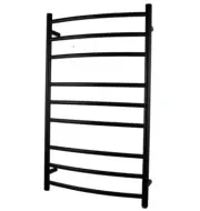 9 Bars Round Matte Black Stainless Steel Electric Heated Towel Rack