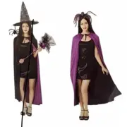 Adult Halloween Cape Cloke Black Purple Costume Witch Vampire Gothic Cosplay NEW