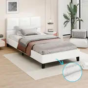 ALFORDSON Bed Frame Single Size Base Platform Boucle Fabric White