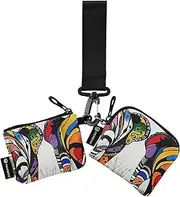 [XYMZR] Mini Zip Around Wristlet keychain Wallet Elephant Back Abstract for Women Personalized Pattern Detachable Dual Pouch Wristlet Portable Wallet Phone Coin Purse, Multi-colored, One Size