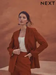 Rust Brown Tailored Blazer With Linen (E68991) | $94