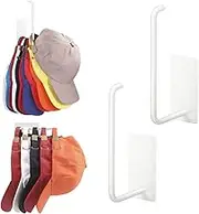 Hat Racks for Baseball Caps 2 Pack, Stainless Steel Adhesive Hat Hanger Hooks Holder for Wall, Multi-Purpose Strong Hook Organizer Can Hold More Than 10 Hats for Door/Closet
