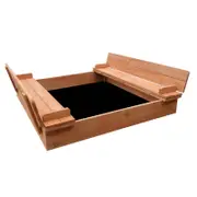 Keezi Kids Sandpit Wooden Sandbox Sand Pit Foldable Seat Outdoor Beach Toys 90cm