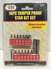 16 PC TAMPER PROOF STAR BIT SET with 1/4" Drive Bit Adapter