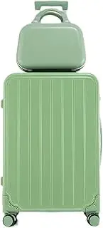 [CAULO] 2 Piece 20IN Carry On Luggage and 14IN Cosmetic Cases Travel Set Hardside Luggage with Spinner Wheels Suitcase with Lock (Green 20in)