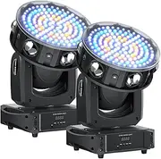 LED Moving Head Light 150W, XYZ 3-Axis Rotating RGBW Stage Lights with Strobe, Beam, Wash & Zoom Effects, DMX512 & Sound-Activated DJ Lights for Weddings, Parties, Clubs 2pcs