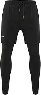 [Wayonge] Men's Compression Leggings with Shorts Pants Two-Piece for Running and Sports Yoga