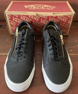 Vans Old Skool Zip Leather Black Gold Women US 6.5 Men US 5.0 ✌️