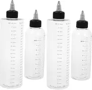 PACKOVE 4pcs Squeeze Bottles with Measurement Scale Reusable Applicator Bottles for Hair Dye Beauty Products and Kitchen Condiments Multi Purpose with Graduated Markings