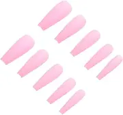 Healvian 100pcs Coffin Armor Artificial Long Press on Nails Toe False Fake Full Ballerina Fingernails Kits Manicure Sticker Women Nail Tips Plastic Pink