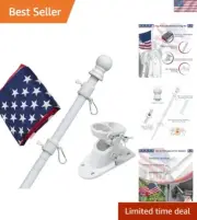 Rustproof 5ft Flag Pole Kit with Embroidered 3x5 American Flag for Outdoor Use