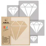 5x reusable PLASTIC Stencils / 13.4" to 3.5" / Nursery KIDS Template / DIAMONDS