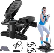 Mini Stepper Exercise Machine Stair Equipment with Resistance Bands LCD Monitor