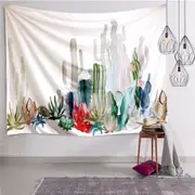 Boho Green Plants Cactus Tapestry