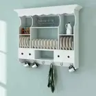 Wooden Kitchen Wall Mount Hanging Cabinet Spice Rack Storage White