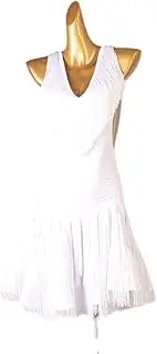 Women's Fringe Latin Dance Dresses Cha Cha Performance Skirt Ballroom Training Dress Practice Costume for Rumba Samba
