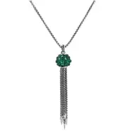 David Yurman 13mm Osetra Cable Berries Green Onyx & St. Silver Tassel 39N