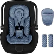 Jundetye Infant Car Seat Insert Boy Girl, 3 in 1 Newborn Carseat Insert with Strap Pads, Car Seat Head Support for Baby Strollers, Swings, and Bouncers, Comfortable and Machine Washable, Blue
