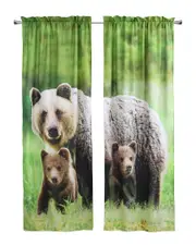 Habitat Set of 2 Photo Real Bears Light-Filtering Pole Top 37x84 Curtain Panels