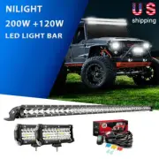 41"Inch Slim LED Light Bar 200W Combo + 120W Fog Work Driving Lights OffRoad ATV