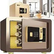Security Safe Box, Dual Security Alarm(3 Wrong Password/abnormal Vibration), 3 Unlocking (Fingerprint/password/key), Micro Seam Technology/Anti-theft, For Office,Brass