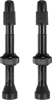 uxcell 2pcs Tubeless Valve Stems 48mm Aluminum Alloy Tubeless Valve Super Light No Leak Durable Valve Stem Caps Multiple Color & Size Fit Most Bicycle Tubeless Rims Pair, Black