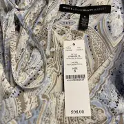 NWT White House Black Market Size 8 Paisley High Low Bell Sleeve Top Blouse NEW!