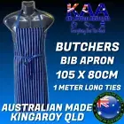 Butchers Apron Bib Navy White Vertical Pinstripe, Kitchen Apron