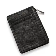 Men Anti-Theft RFID Blocking Wallet Thin Faux Leather Zipper Wallet Purse Coin Bag BLACK COLOR