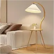 Modern Modern Floor Lamp with End Table, Nightstand End Table with Standing Reading Light, Wood Bedside Floor Light for Living Room Sofa Bedroom Guest Room Standing Light