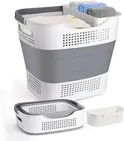 Collapsible Laundry Basket，Laundry Basket Plastic，Washing Basket with Handle（with Removable Basket），43l Collapsible Washing Basket,for Clothes Washing And Storage