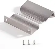 Satanga Edge Finger Tab Pull for cabinets Kitchen Concealed Drawer pulls Aluminum Hidden Back Mount Door Handle for Home Pack of 5 Modern Brushed Nickel 3.15" Overall Length Easy Installation