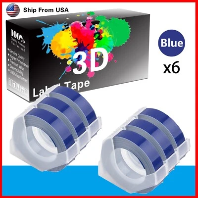6PK Blue Rolls Label Tape 3D for Dymo S0720020 1540 Dymo 20008 Label Makers