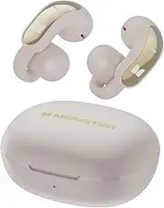 Monster Open Ear AC228 Wireless Earbuds, Open Ear Headphones Bluetooth Clip-on Earbuds, White