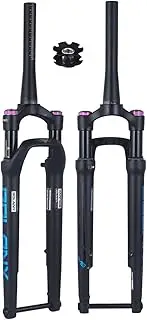 Bike Suspension Fork for Mountain Bike 700C Road Bike Air Suspension Fork 1-1/8 Inch Tapered Steerer Thru Axle 12 * 100mm Bicycle Front Forks 60mm Travel Disc Brake 70mm Ultralight