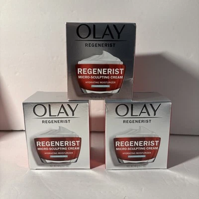 LOT OF 3- Olay Regenerist Micro-Sculpting Cream Moisturizer (1.7 oz)