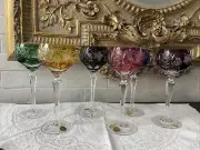 Nachtmann Traube Cut To Clear LeadCrystal 8 1/8" Tall Wine Hock Glasses Set Of 6