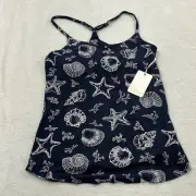 NWT PJ Salvage XS Blue Seashell Shelf Bra Cami Top