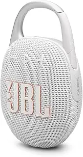 JBL Clip 5, Ultra-Portable JBL Pro Sound, Redesigned Carabiner, Up to 12 Hours of Playtime Plus 3 Hours with Playtime Boost, Waterproof and dustproof, Multi-Speaker Connection by Auracast, White