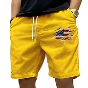 Men's Shorts Summer Shorts Casual Shorts Corduroy Shorts Pocket Elastic Waist Drawstring National Flag Comfort Breathable Short Outdoor Vacation Sport Casual B