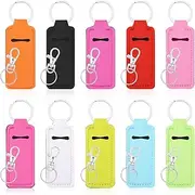 [InnoHHustle] 10 Pcs Lip Balm Keychain, 10 Colors Chapstick Holder and Lip Gloss Cap Keychain with Key Ring Colorful Portable Balm Holder for Women and Girls Lipstick Chapstick