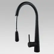 Round Black Pull Out Kitchen Sink Mixer Tap