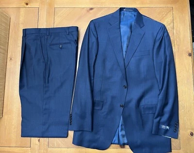 Made In USA - 40L (34 W) - Hart Schaffner Marx Blue Wool suit, Traditional Fit