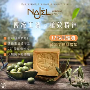 敘利亞NAJEL阿勒坡月桂油12%手工古皂180g買2送1