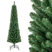 Costway150 cm/180 cm/210 cm/240 cm Pencil Christmas Tree with Warm White LED Lights-1.8M